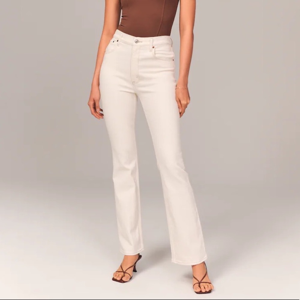 Abercrombie Ultra High Rise Vintage Flare Cream Jeans